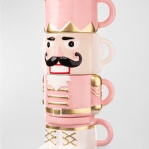 Neiman Marcus Pink and Gold Nutcracker Stacking Mugs